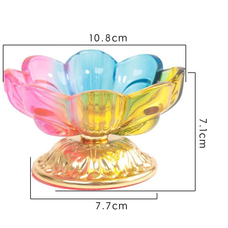 Crystal Glazed Lotus Shaped Fruit Plate Serving Colorful Household Restaurant Supplies Indoor Buddha Ornaments Tribute Plate 1Pc