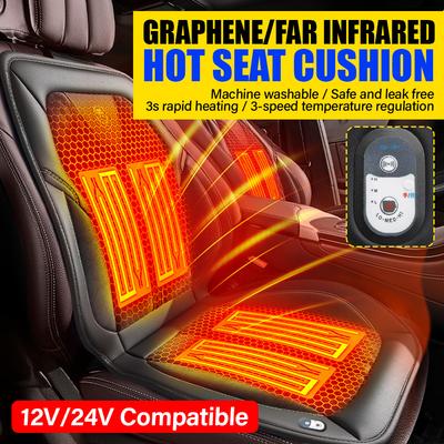 Winter Beheiztes Sitzkissen für Auto 12/24V Universal Autositzwärmer Kissen Infrarot-Therapie Heizung Winter Auto Heizmatte Neu