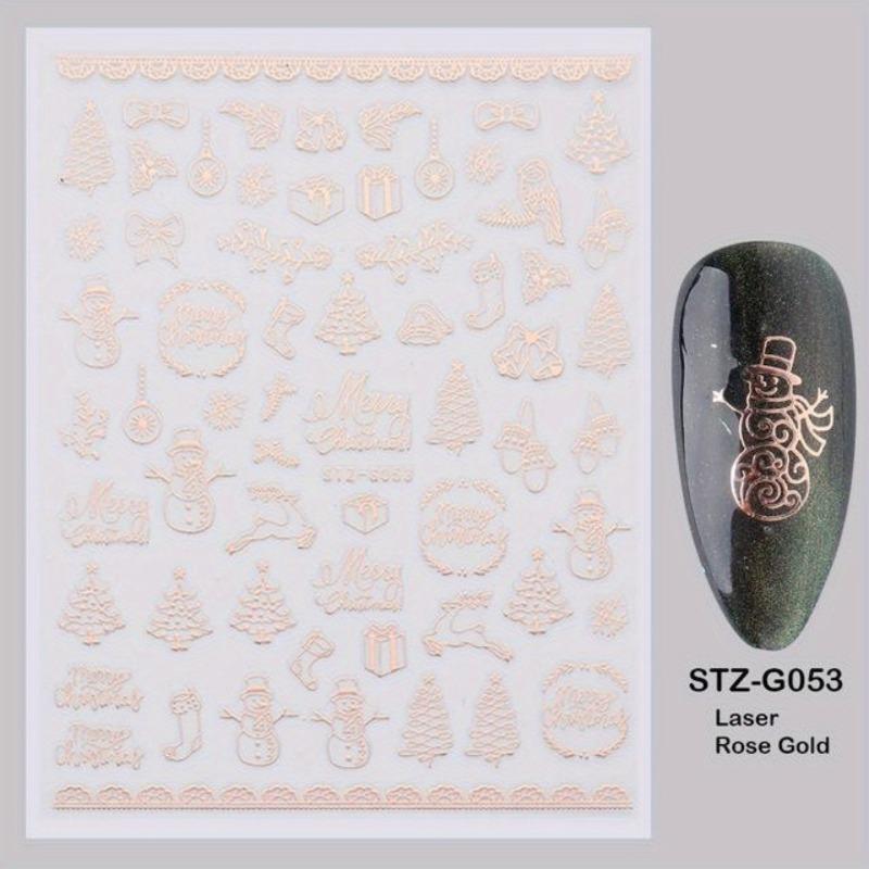 3D Nail Art Sticker Christmas Sticker Nail Rose Gold Glitter Snowflake Applique Nail Manicure Winter
