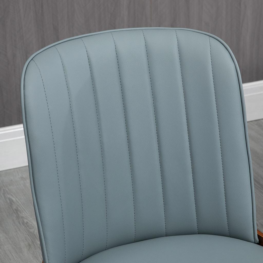 Set of 2 Modern Dining Chairs with Seat Upholstered In Synthetic Leather and Wooden Legs 47.5x57x85cm Gray