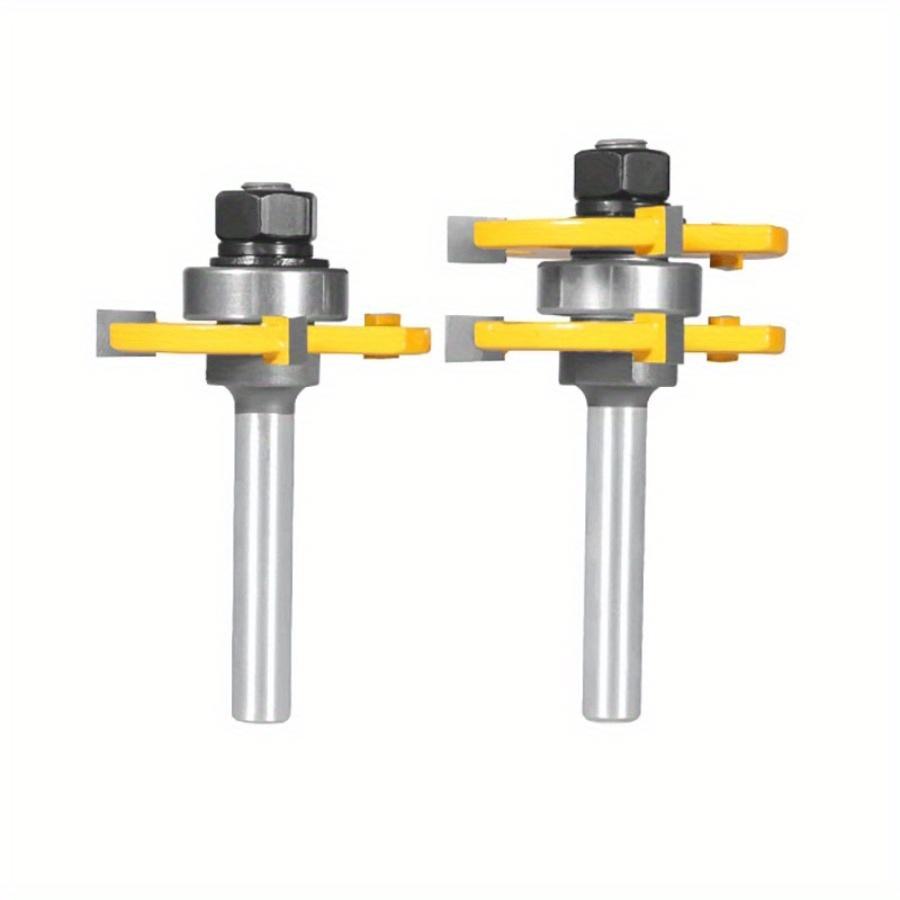 

2 шт./компл., хвостовик 1/4 дюйма, 3 лезвия, Т-образный набор фрез с пазом и пазом, набор деревообрабатывающих врезных ножей, шип, твердая твердосплавная концевая фреза 1set жёлтый