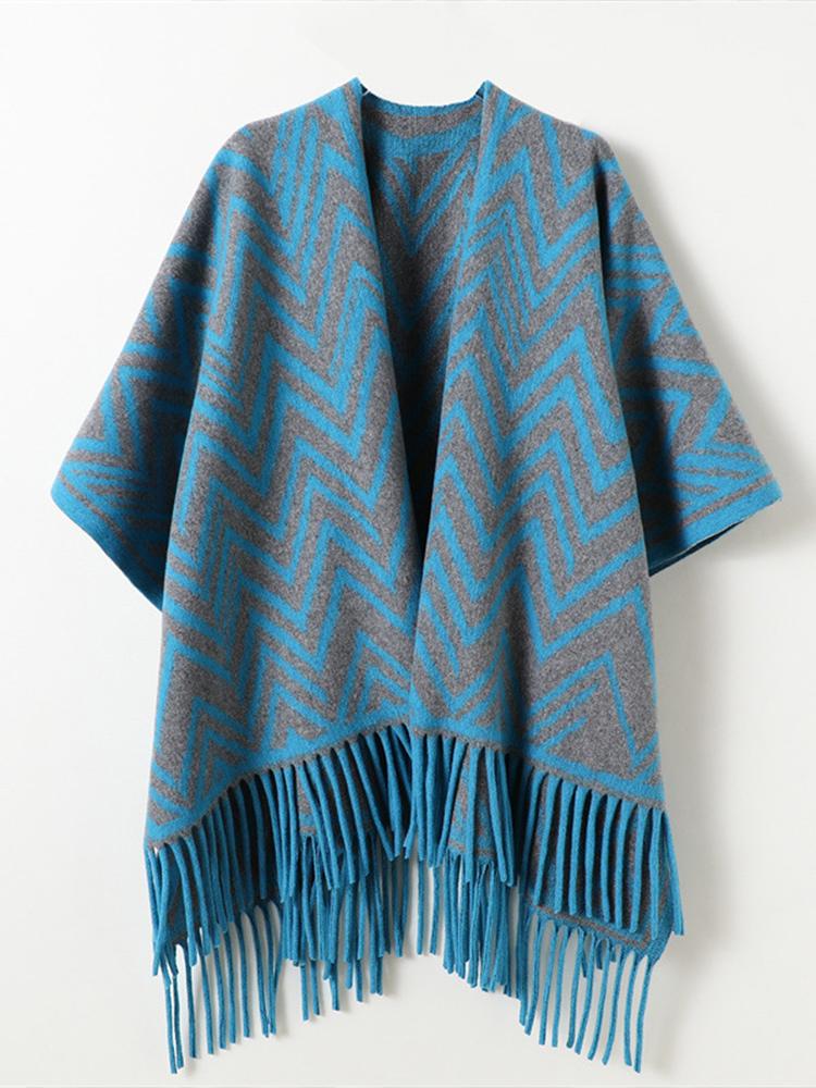 Winter Women Scarf Layers Poncho Elegant Lady Men Retro Striped Print Wraps Shawl Warm Scarve Capa Para Mujer Pashmina Cloak New