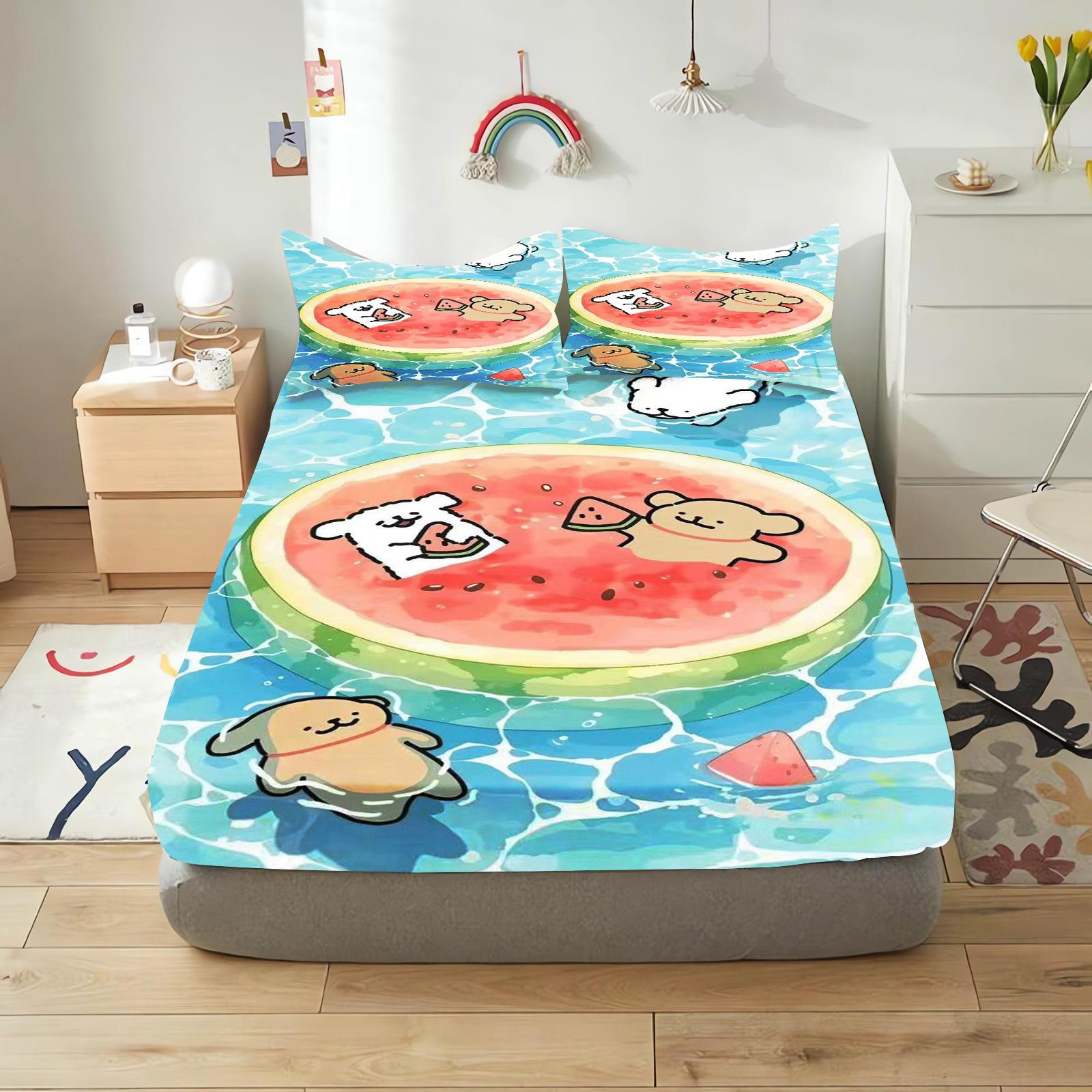 

Дитяча простирадло-наволочка з мультяшним принтом для малюка та підлітка, Еластична постільна білизна, Милий цифровий друк, Покриття з цуценятами 90x190cmx25cm