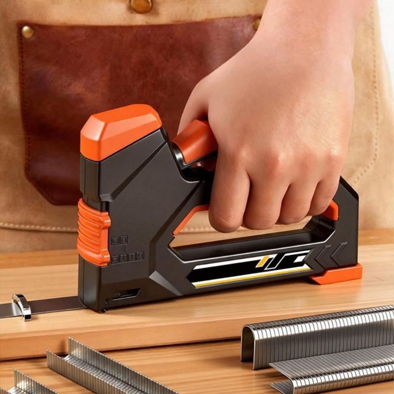 Manual Nail Guns Stapler Tool with 6 in 1 Compatibility for Staple Brads and Door Nails Ergonomic Handle Quick Loading System Steel Construction