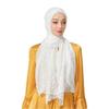 Solid Color Silk Scarf Lace Edge Ramadan Headscarf Versatile Sunscreen Shawl  Women Headwear