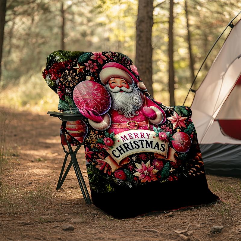 Christmas Santa Claus Theme Printed Blanket - Perfect for Couch, Bed, Travel & Outdoor Use | Machine Washable, Cozy & Durable.