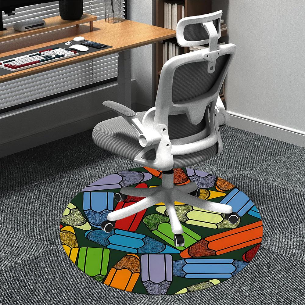 

1pc Pencil Crayon Office Round Rug, Non-slip, Soft and Durable Office Rug for Interior Decoration, Perfect for Office, Beautiful Decoration yy26031202 80cm by 80cm