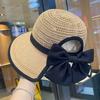 Straw Hat for the Beach Foldable Sun Hat with Ponytail Bow Makes the Face Look Smaller Uv Protection Sun Hat for Outings