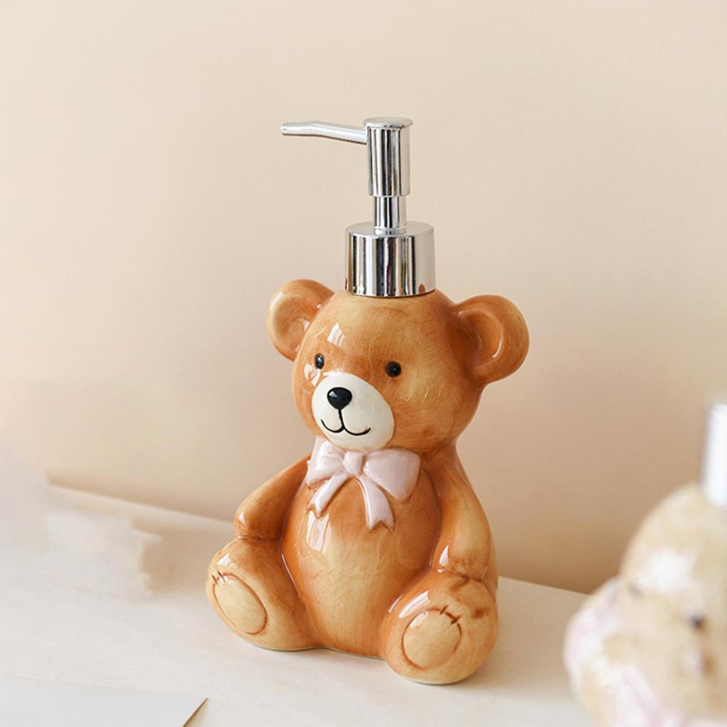 Soap Dispenser 350ml Refillable Bear Design Lotion Pump Jar Kitchen Soap Dispenser for Shower Laundry Wash Christmas Countertop