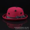 Dome Crimped Felt Top Hat Rose Decoration Women's Autumn and Winter Woolen Warm Basin Hat Short Brim Fashionable and Versatile