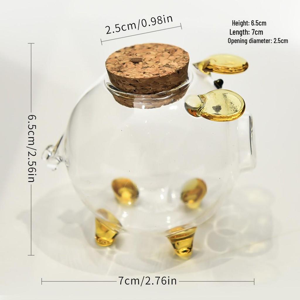 Mini Golden Bean Borosilicate Glass Piggy Bank & Wishing Bottle