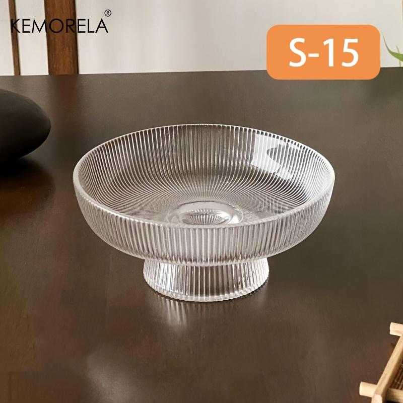 Стеклянная ваза для фруктов с чеканкой, большая емкость, дизайн с вертикальной полоской, для ресторанов, тортов и закусок, элегантная сервировочная ваза