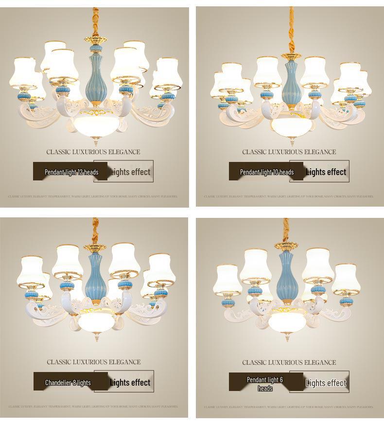 Modern European Ceramic Chandelier for Living Room, Restaurant, or Bedroom in Villa
