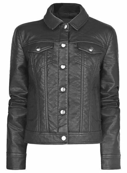 Designer Stylish Casual Handmade Genuine Lambskin Soft Leather Black Shirt Women