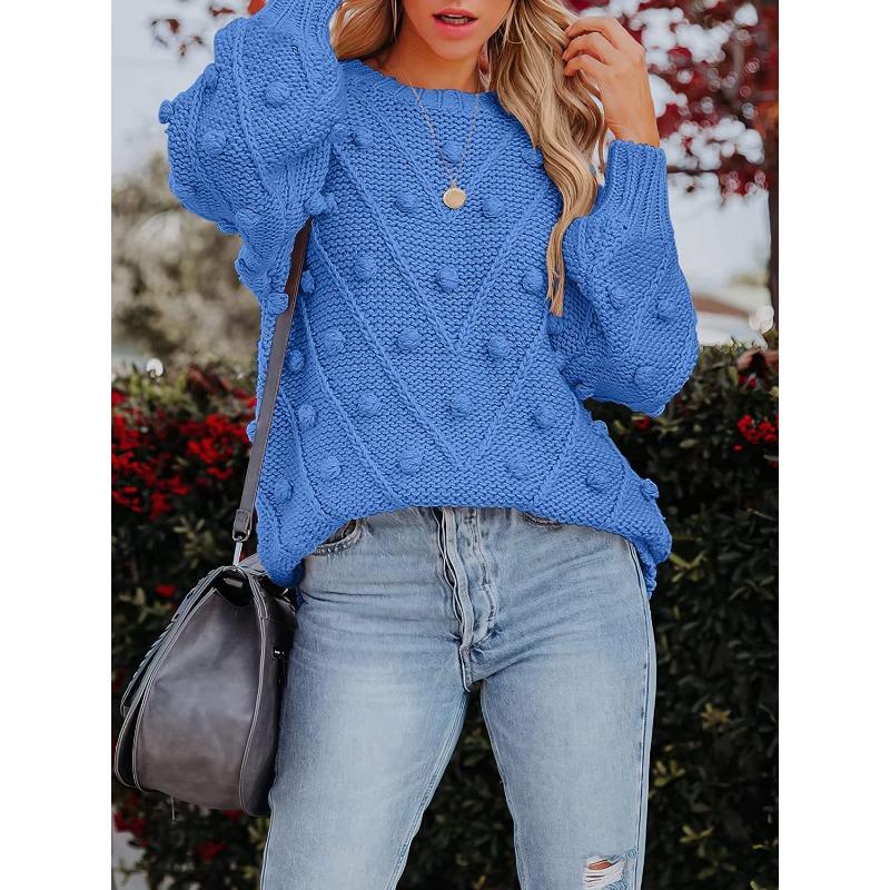 Autumn and winter new hairball knitted sweater loose long sleeve pullover sweater women's clothing