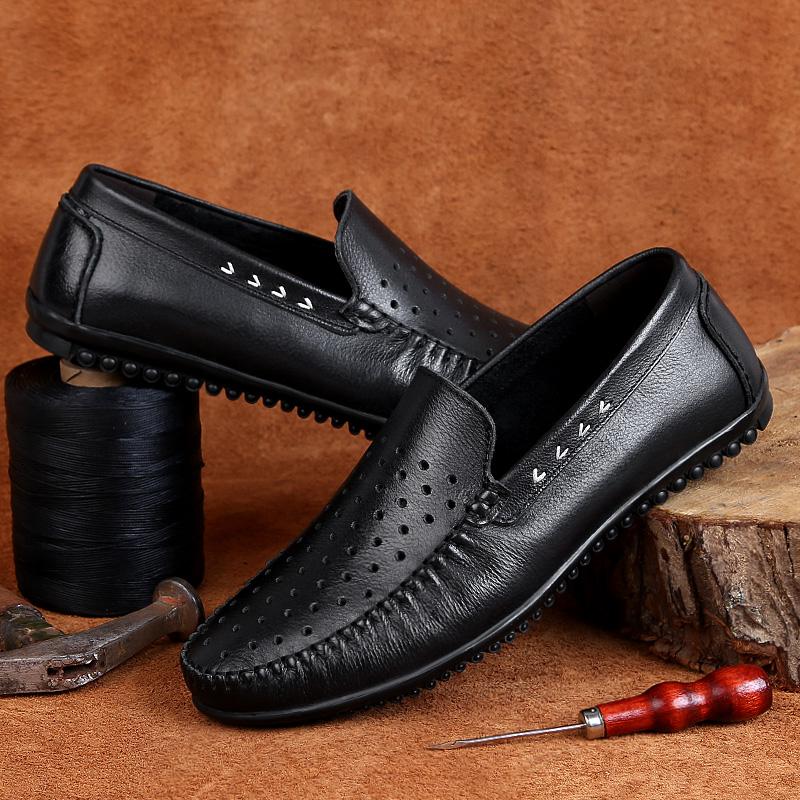 Fashion Luxury Brand Genuine Leather Men Casual Shoe Breathable Office Loafers High Quality Slip On Driving Shoes Handmade Man Moccasins
