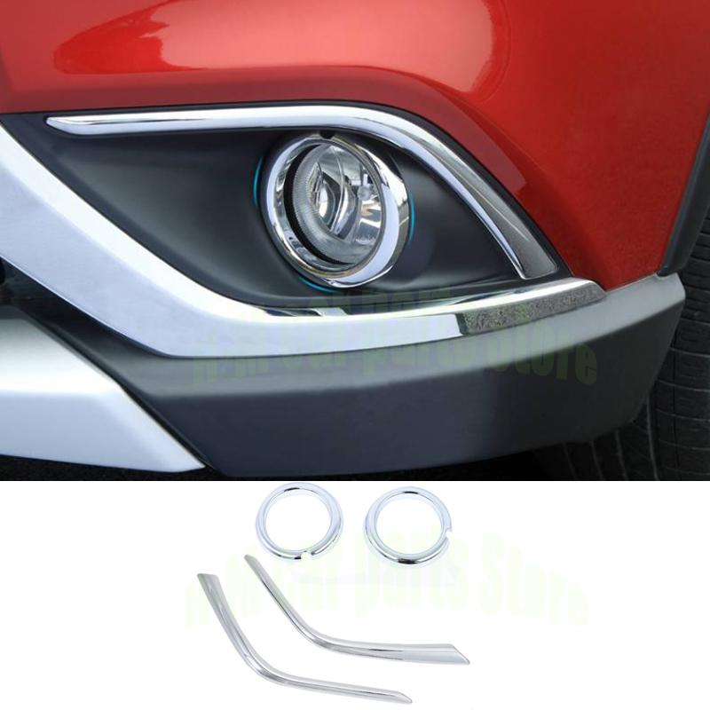 2PCS ABS Chrome Car Front Headlight Fog Lamp Cover Trim For Mitsubishi Outlander 2017- Car Styling