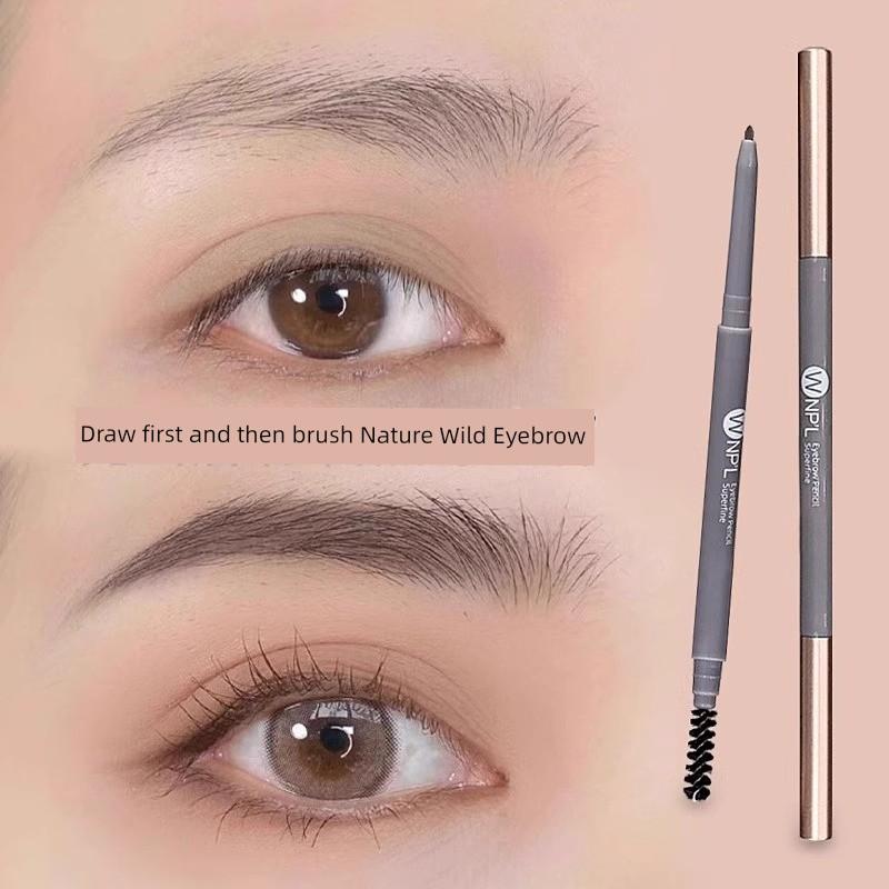 Double Head Extremely Thin Eyebrow Pencil Female Waterproof Long Lasting Fadeless Distinct Look Wild Eyebrow Dedicated Eyeliner Two-in-One