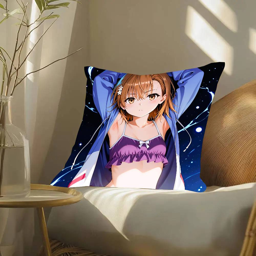 A Certain Scientific R-Railgun Anime Pillow Case Fashion Square Pillowcase Bedroom Sofa Room Ins Decoration Leisure