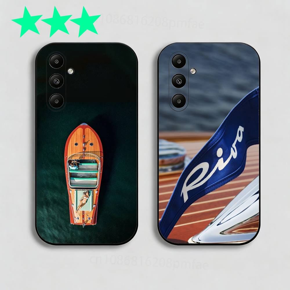 Custodia per telefono di lusso R-RIVA Yacht per Samsung Galaxy A13, 21s, 22, 31, 32, 40, 52, 71, A91 Guscio morbido nero
