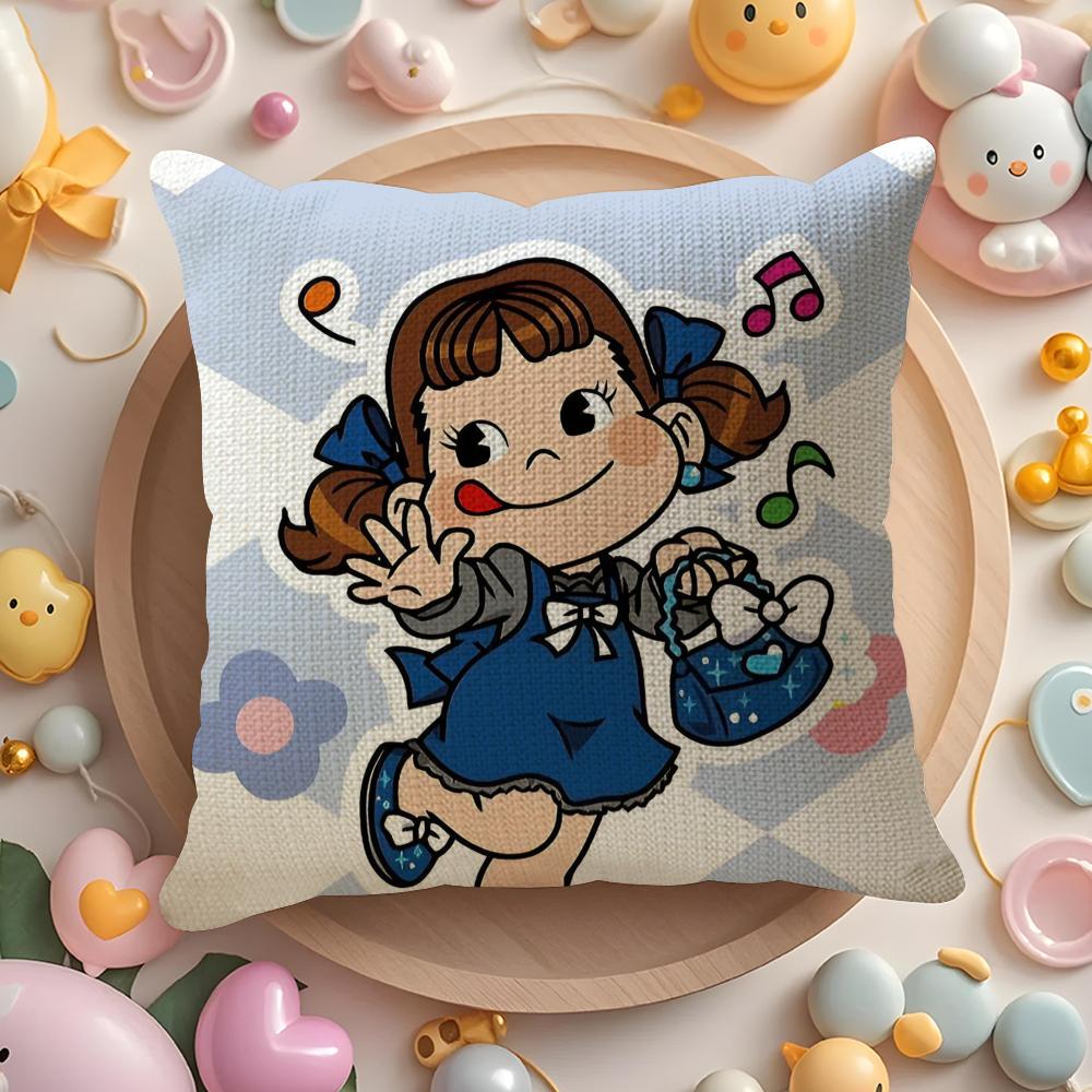Candy Brand F-Fujiya Cushion Cover Linen Organic Fabric Double-Sided Printing Breathable Pillow Case Sofa Home Decor Gift