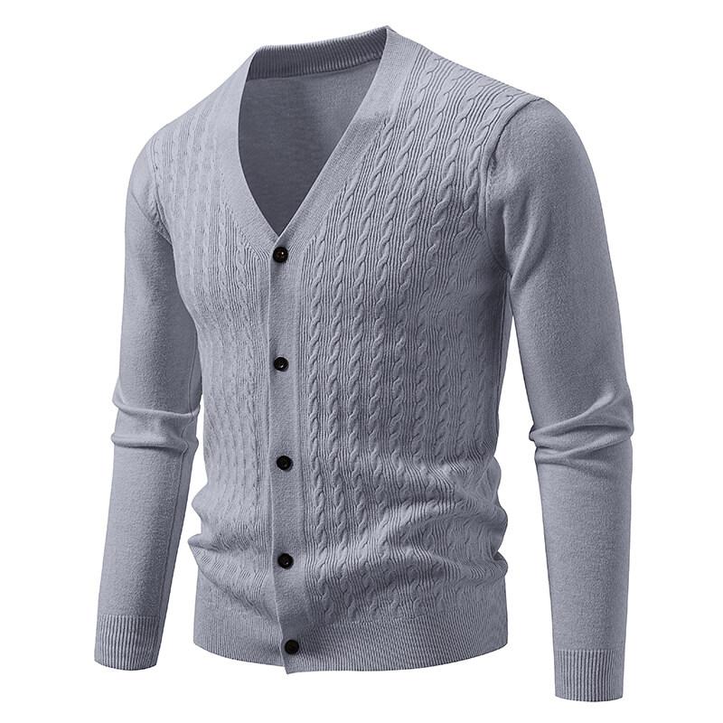 Men's Knitted Cardigan Casual V-Neck Sweater Outerwear Fashion Solid Color Knit Sweater Cardigans