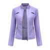 Neue Damen Freizeit Lederjacke Stehkragen Jacke Schlanke Jacke Damen Einfarbig Damen Lederjacke
