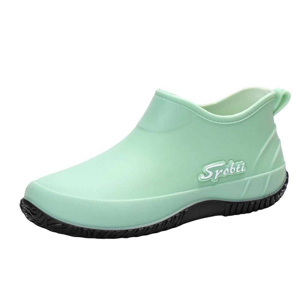 Women's Korean Style Non-slip Cotton Rain Boots - Short, Waterproof, Low-top, Fashionable with Thick Sole