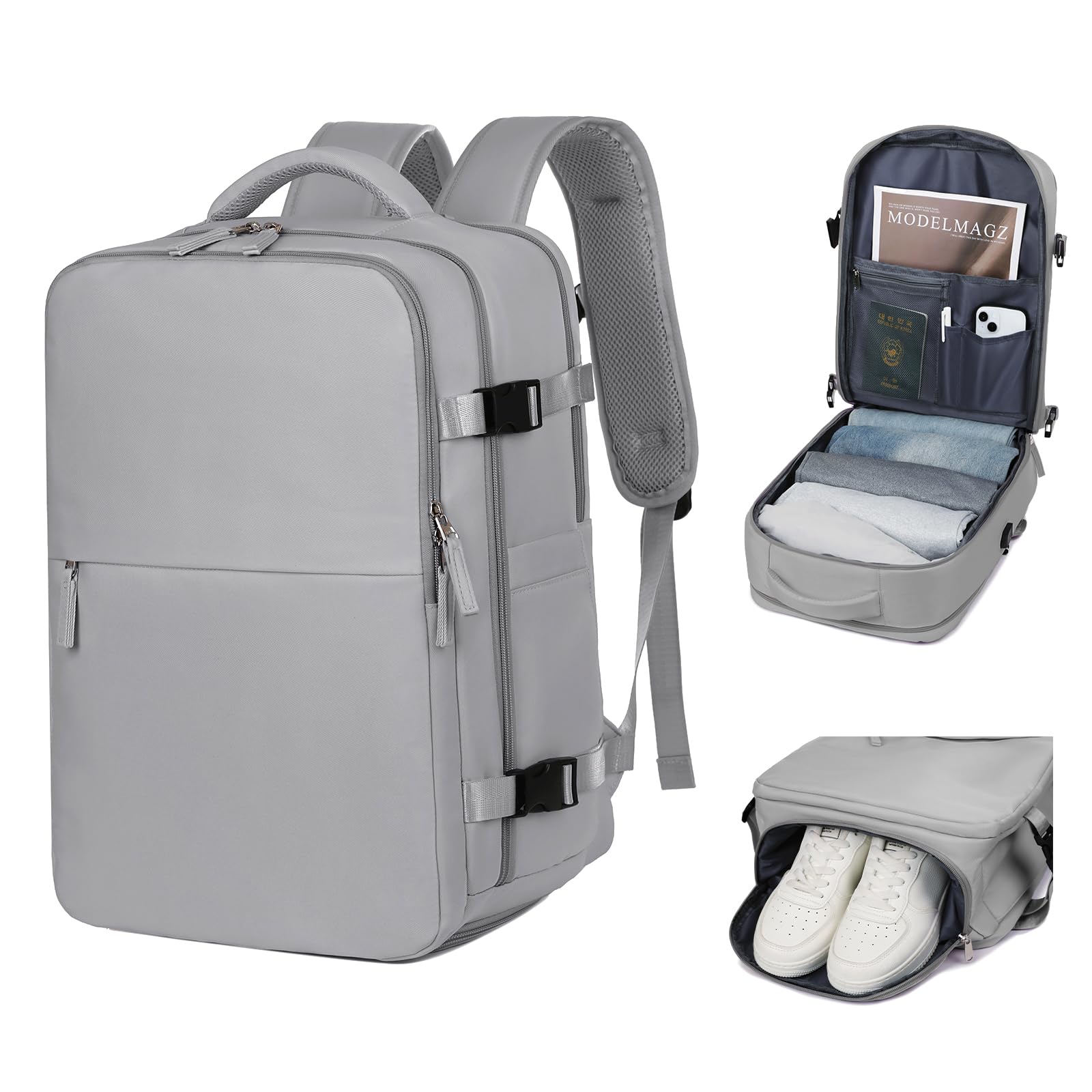 

Large Capacity Business for Women and Shoe Water Business Travel USB Wet and Dry Use [OFAMOUS] Backpack, Backpack, 30L, Men, Travel, Storage, 15-inch сірий колір