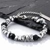 Hip Hop Men's Bracelet,Irregular Silver Gallstone Adjustable Beaded Bracelets,Birthday Party Jewelery Gift