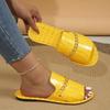 Oversized Flat Slippers with Crocodile Pattern Chain Casual Shoes for Women