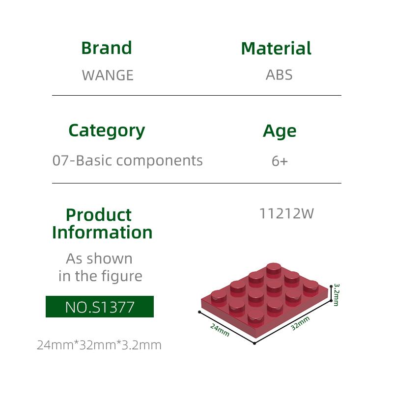 Non-Toxic 61Pcs/Lot 11212W Plate 3 X 4 Building Block Moc Color Accessories Compatible With Brick Diy Children'S Toy Assembly Parts