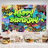 Hip Hop Birthday Banner 70.8x43.3 Inch Polyester Graffiti Colorful Party Decor with Music, Dance, Street Art Design for Birthday Parties, Hip Hop