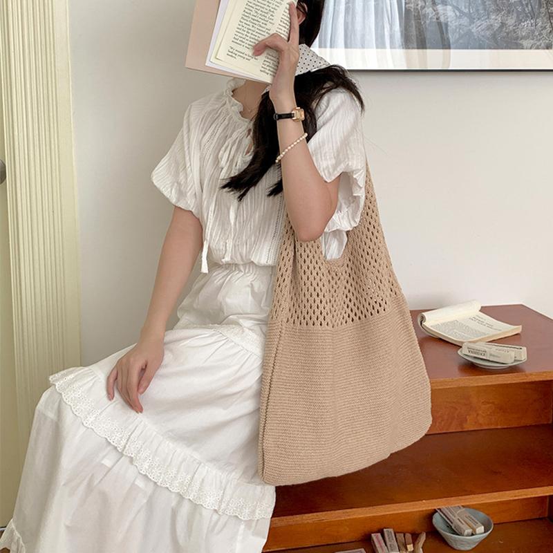 Sacs à main tricotés de créateur Totes grande capacité Femmes Pack Sac de plage d'été Grands sacs à main Sacs à bandoulière tissés creux décontractés