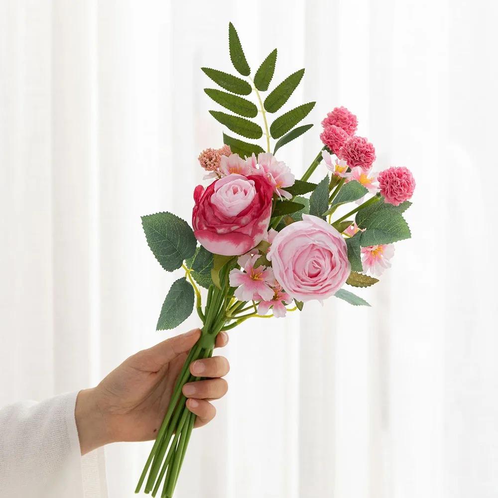 Artificial Flower Rose Bouquet For Wedding Decor Living Room Decoration, Wedding Hand Held Flower Simulation Rose Wedding Bouque