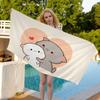 Cute blue Peach Mochi Cat Anime Beach Swimming Towel Soft Absorbent Washcloth Children's Gifts For Kids Travel Camping Gym