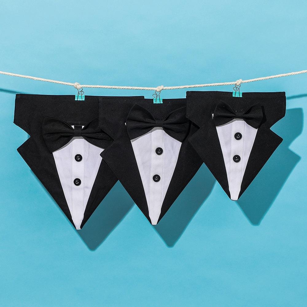 Tanpopo Pet Supplies New Designer Luxury Dog Bow Tie Collar Tuxedo Suit Wedding Triangle Scarf Bandana Party Costume Accessories