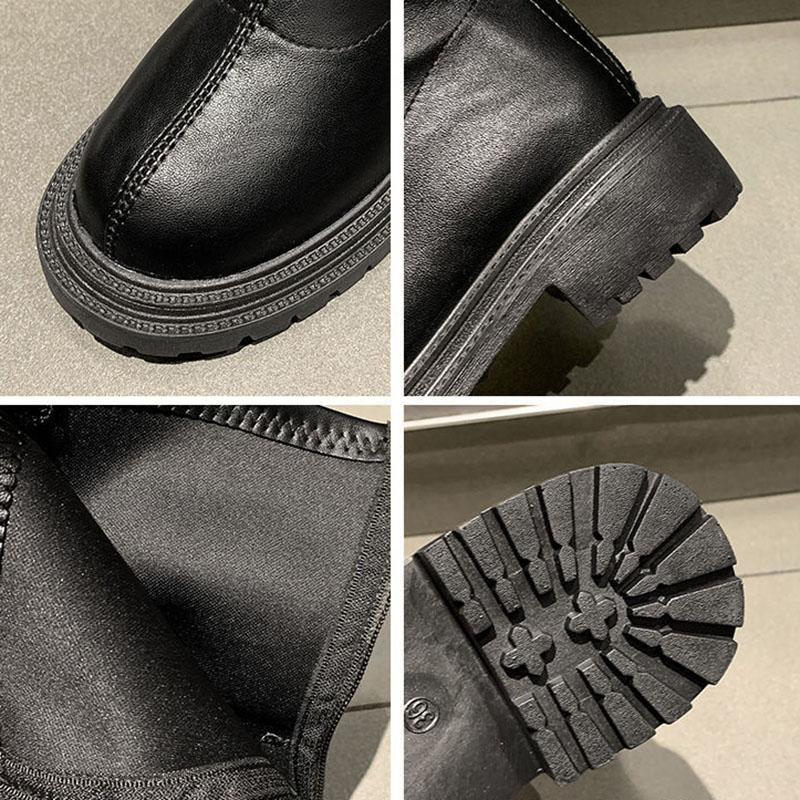 Long Boots Women's Boots High-top Knight Boots Autumn and Winter Round Head Rear Zipper Solid Color Boots