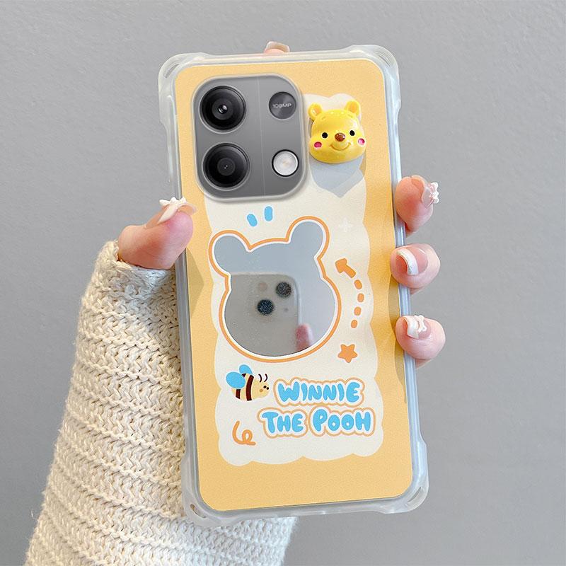 KEYSION Crossbody Strap Phone Case for Redmi Note 13 Pro 4G 5G Cute Cartoon Long Lanyard Mirror Shockproof Cover for POCO X6 M6 Pro 4G