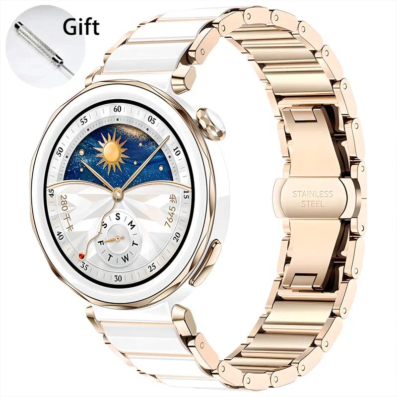 Nový 18mm keramický řemínek pro Huawei Watch GT6 GT5 GT4 41mm S motýlovou přezkou Náhradní náramek pro Huawei Watch GT5 PRO 42MM