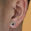 Luxury Retro Mini Silver Cool Handsome Man Earrings Korean Style Ear Stud Round Ear Stud Crystal