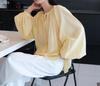 Louvre Summer French Romantic Lantern Sleeve Baby Doll Top for Women