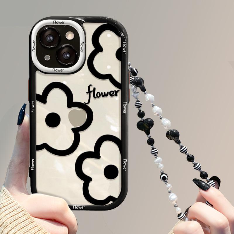 Anwendbar auf Apple 14promax Handyhülle IPhone 13 Silikon Sturzsicher 11/12 Einfache Linien Blumenkette