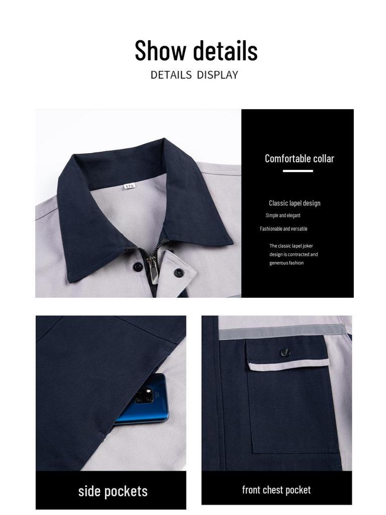 Men's Heavy-Duty Cotton Workwear Set - Long Sleeve, Wear-Resistant, Ideal for Auto Repair and Workshop Use