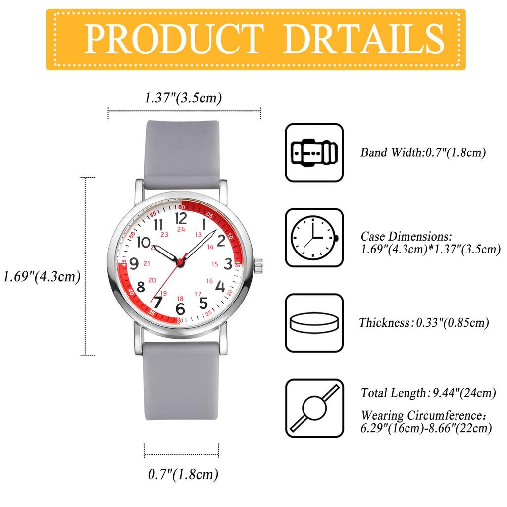 Silicone Strap Quartz Watch with Analog Large Adjustable Casual Style Perfect for or Any Occasion Women's Watch, 24-Hour Waterproof Display,