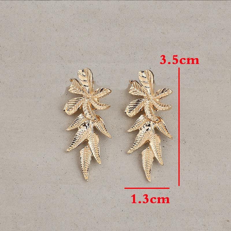 Boucles d'oreilles Bohèmes en Métal Couleur Or Fleur Épissage Feuilles Vintage Géométrie Pendantes pour Femmes Bijoux
