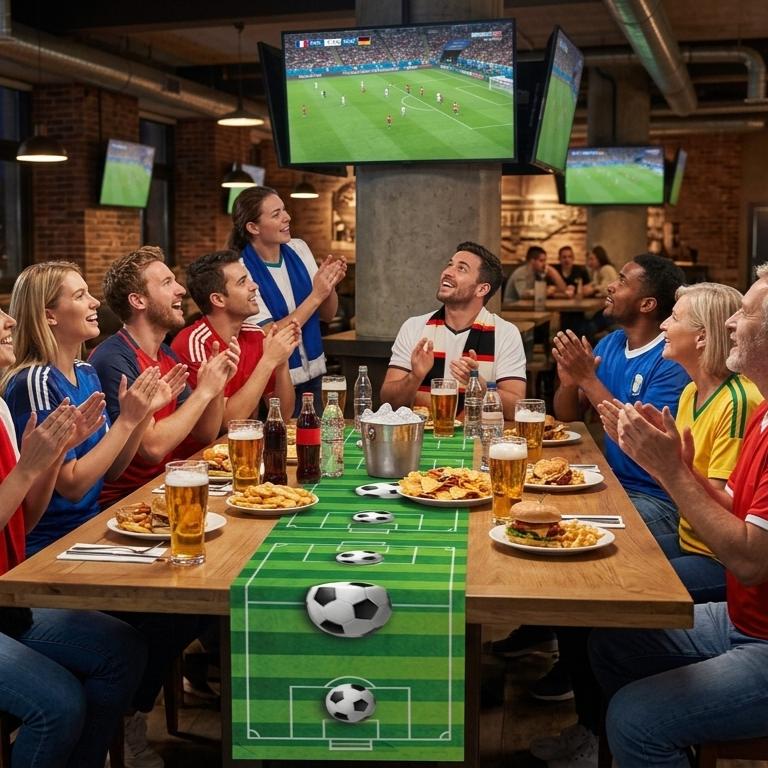 1pc Soccer/Football Party Table Flag Table Centerpiece Soccer Birthday Decorations Sports Theme Party Table Runner Table Cover