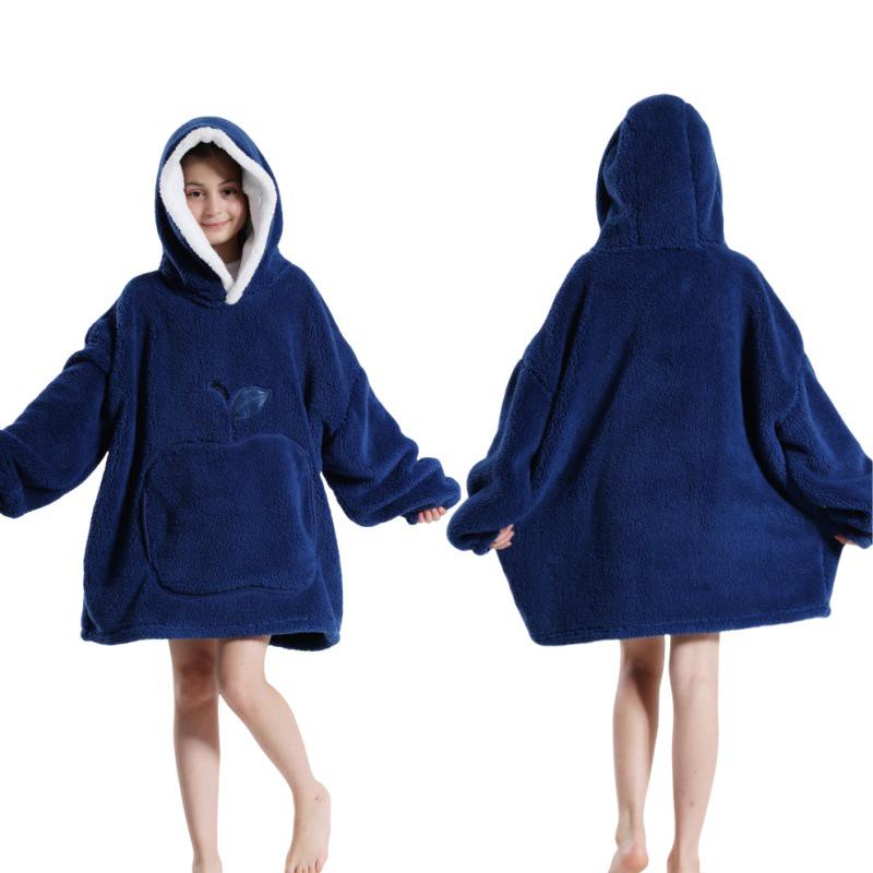 Cozy Hooded TV Blanket - Outdoor & Indoor Cold-Proof, Thick, Solid Color, Long Sleeves, Couples' Wear