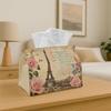 1pc Vintage Romantic Paris Tissue Box - Eiffel Tower Rose Postcard Durable Decorative Storage Organizer for Kitchen, Living Room, Bedroom, And Parties