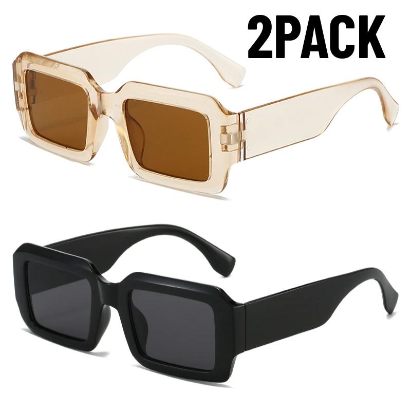 2PACK Latest Year Gift Classic Square Women Shades UV400 Protection Sunglasses Stylish Contrast Color Eye Wear Men Stylishing Punk Sun Glasses